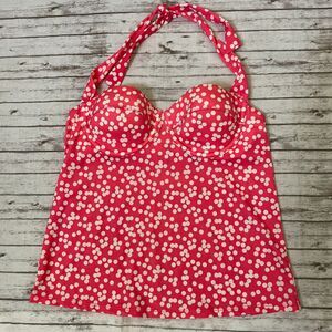 Victoria's Secret Womens Size 34B Pink White Polka Dot Halter Tankini Swim Top